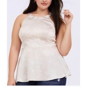 Torrid Peplum‎ Georgette Goddess Neck Satin Tank Top Campagne Size 5X NWT